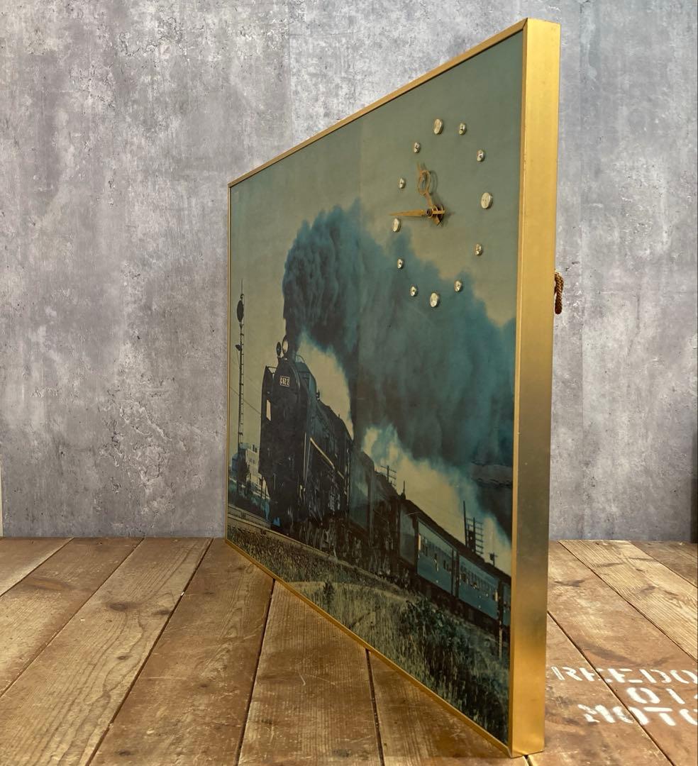 E-3 【希少・当時物】SL C62 2 パネル時計 蒸気機関車 壁掛け時計 鉄