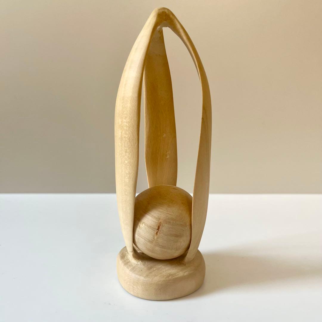 木　木製　木彫　木彫り　ボール　玉　オブジェ　置物