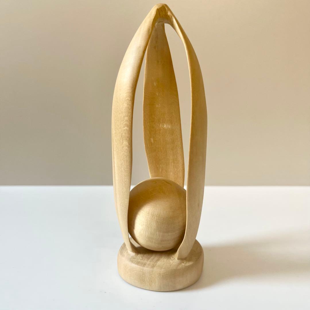 木　木製　木彫　木彫り　ボール　玉　オブジェ　置物