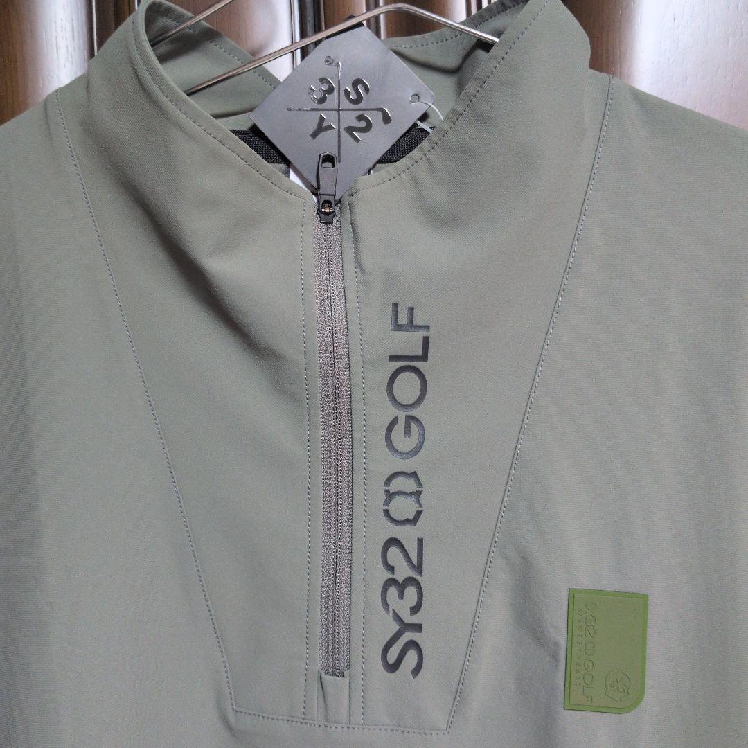 SY32 :メンズ:Lサイズ:ハーフジップ長袖シャツ:オリーブ色