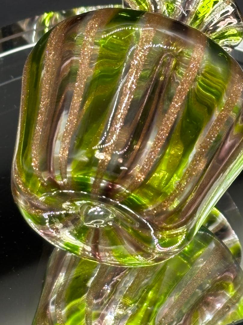 【金彩・香水瓶】欧州高級ガラス パヒューム ボトル 麗しい琥珀色のストライプ模様