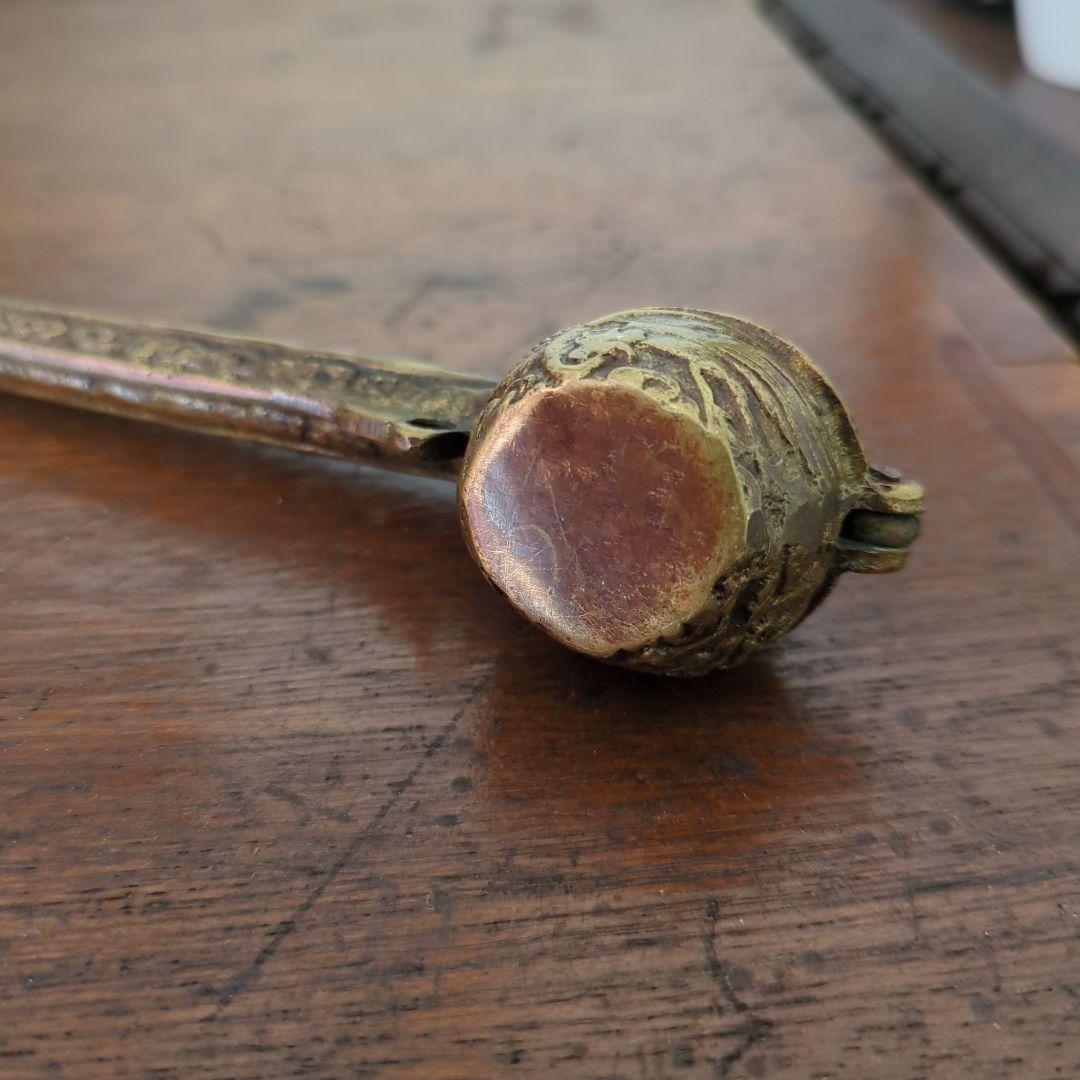 骨董　矢立て　唐子　金属　筆入れ　墨入れ　書道具　銅