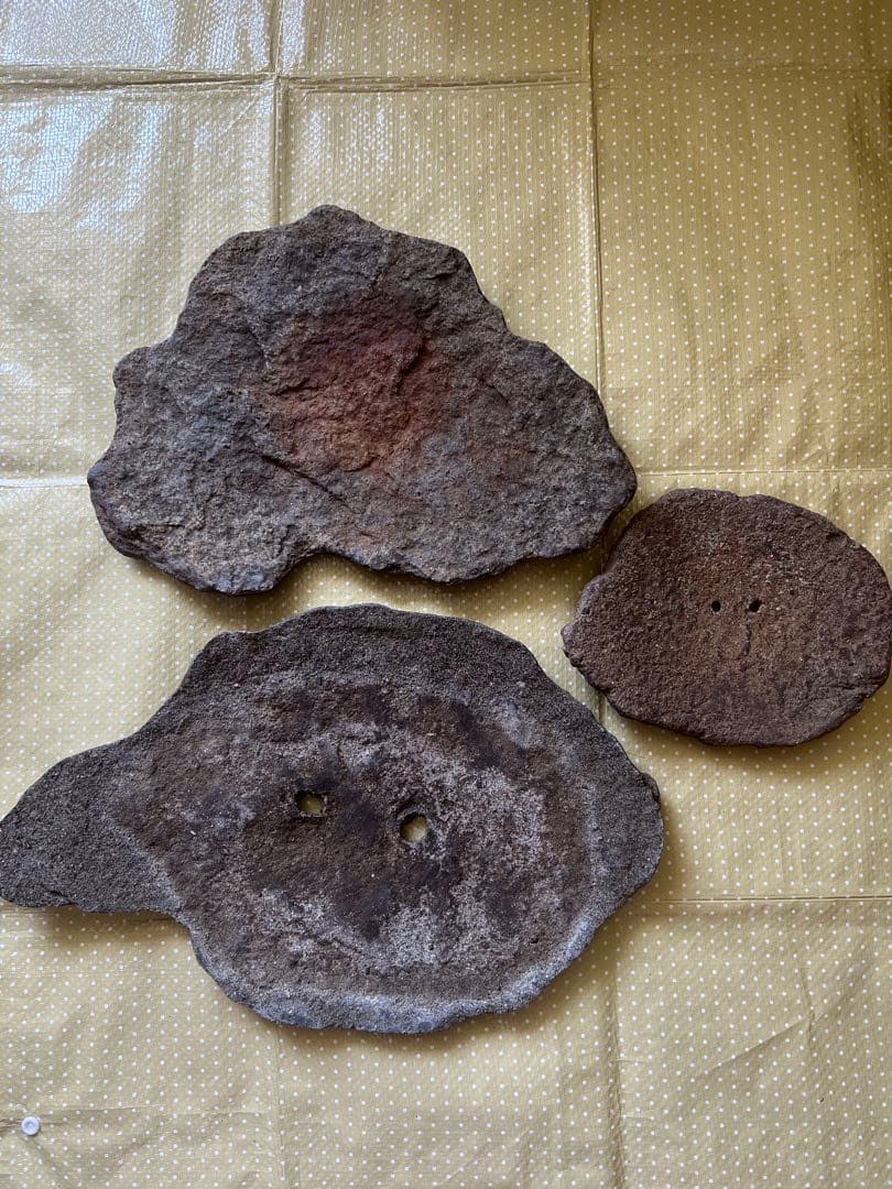 鞍馬石？　大き目の盆栽鉢　3枚セット