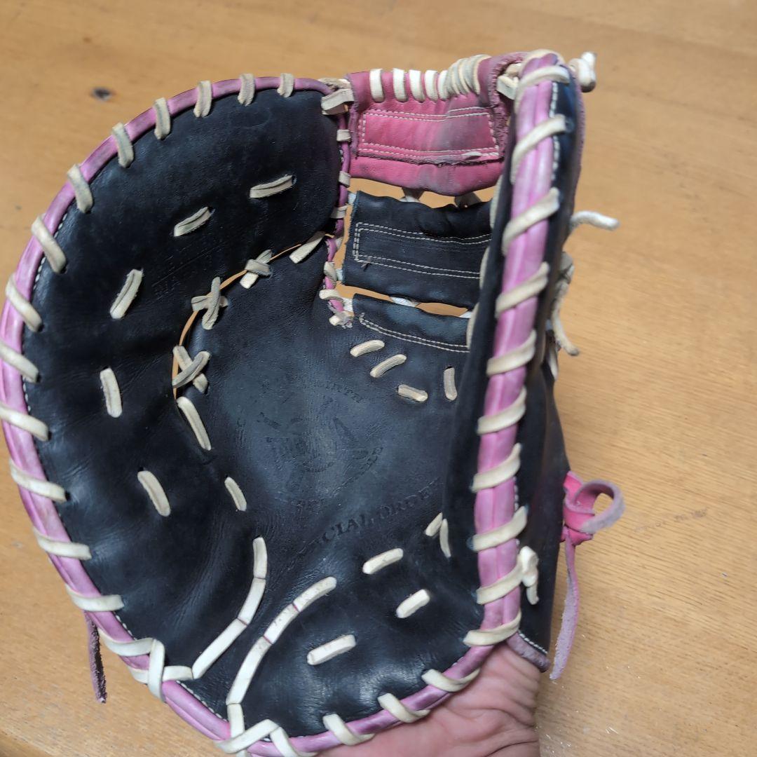 TAMAZAWA 軟式ファーストミット 黒/ピンク　左用