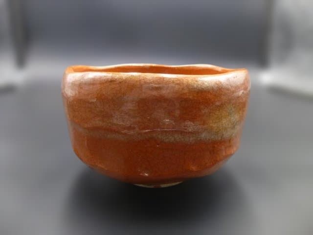 楽吉左衛門　七代　長入　赤茶碗／楽吉左衛門　九代　了入極め箱／仕覆