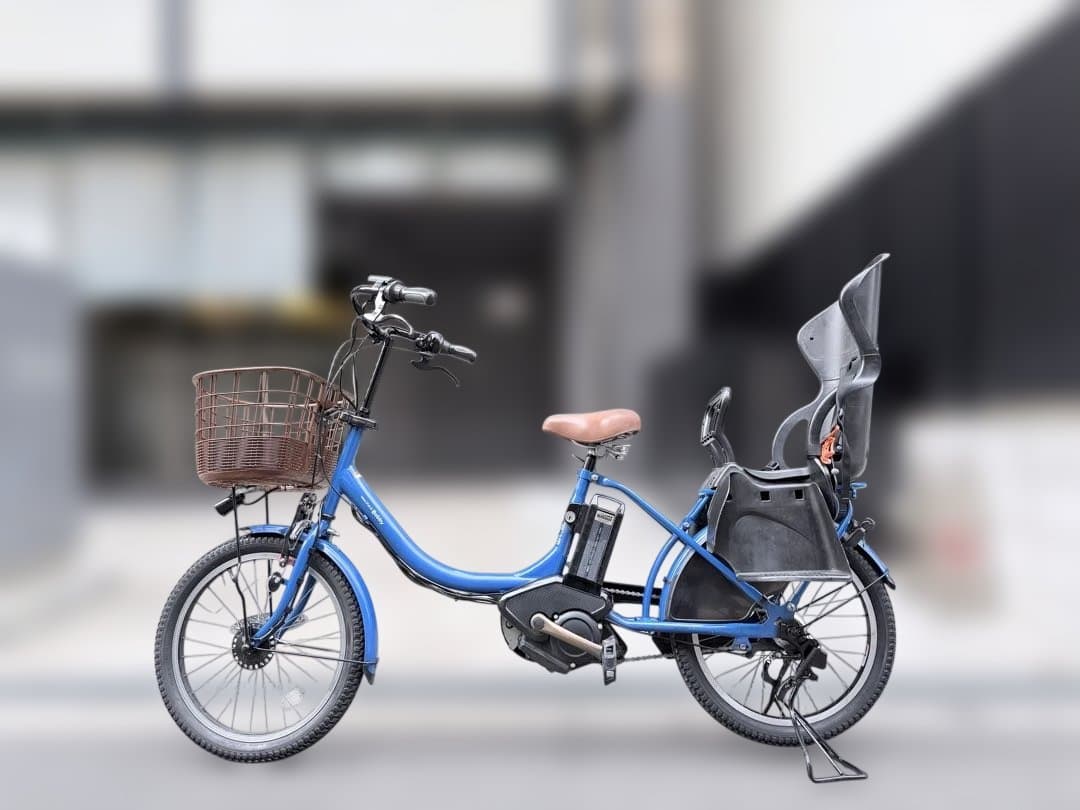 大阪府　子供乗せ　ヤマハ　電動アシスト自転車 チャイルドシート付き 青