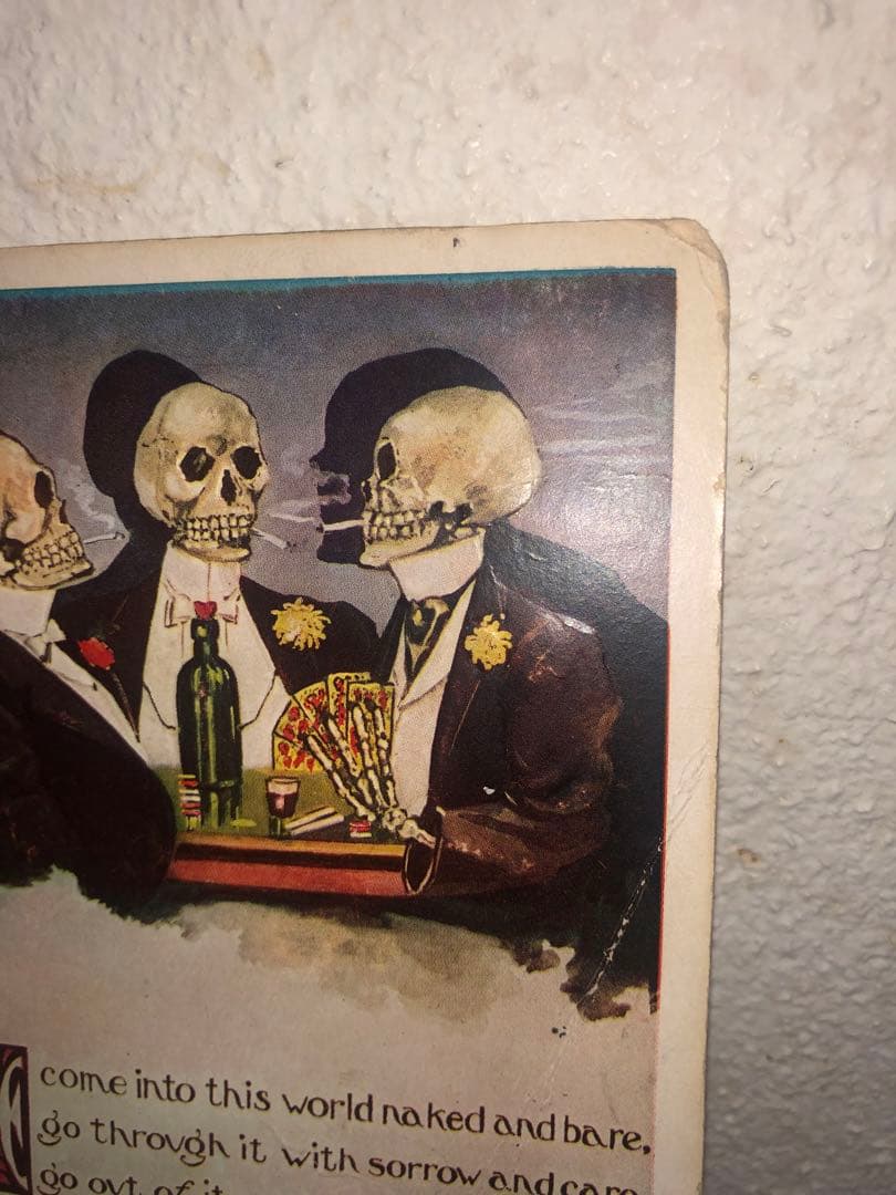アンティーク　スカル　髑髏　骸骨　ポストカード　死神　ビンテージ　レトロ　骨董