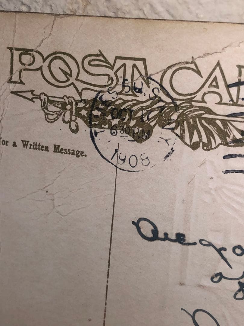 アンティーク　スカル　髑髏　骸骨　ポストカード　死神　ビンテージ　レトロ　骨董