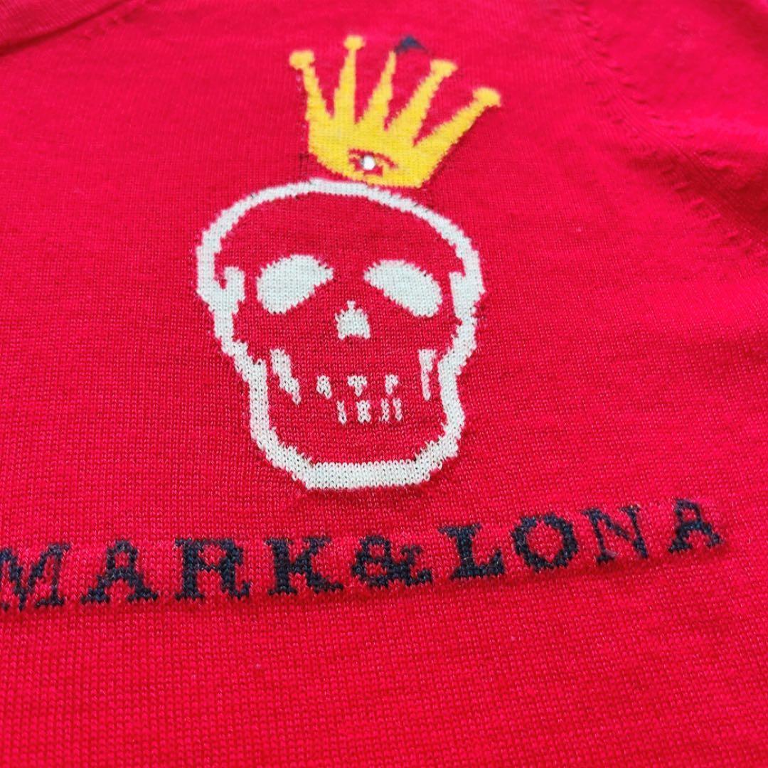 美品　マークアンドロナ　ニット　セーター　レッド　柄　ウール　ラインストーン