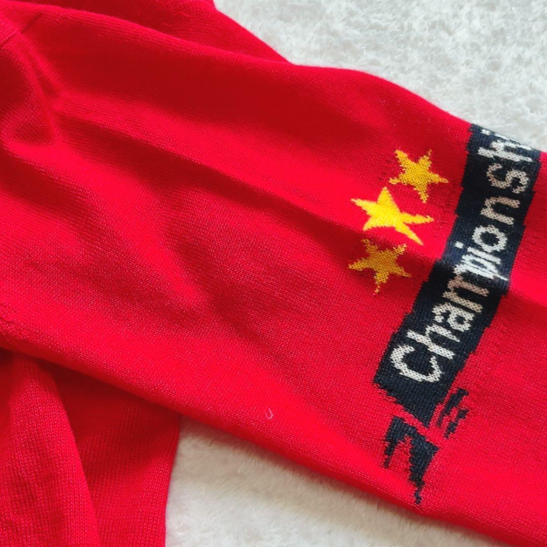 美品　マークアンドロナ　ニット　セーター　レッド　柄　ウール　ラインストーン