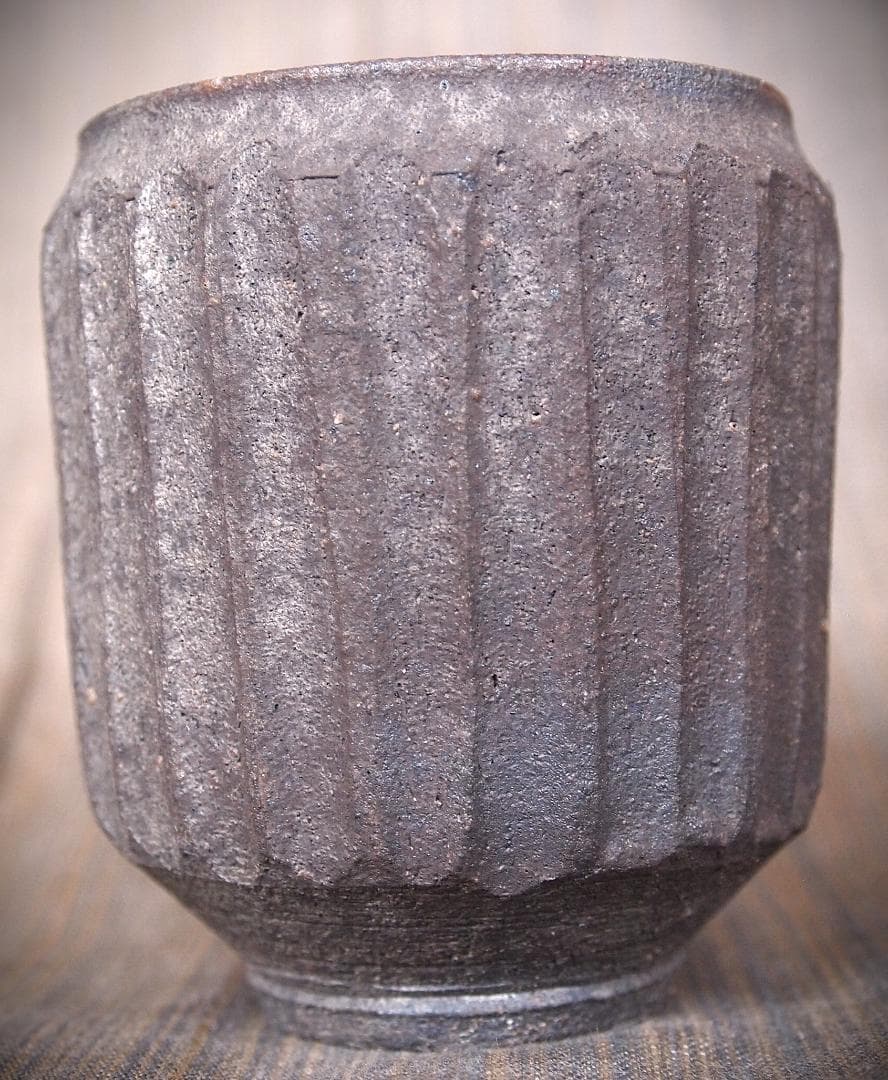 希少作★中里隆★焼き締めしのぎ文湯のみ★栞