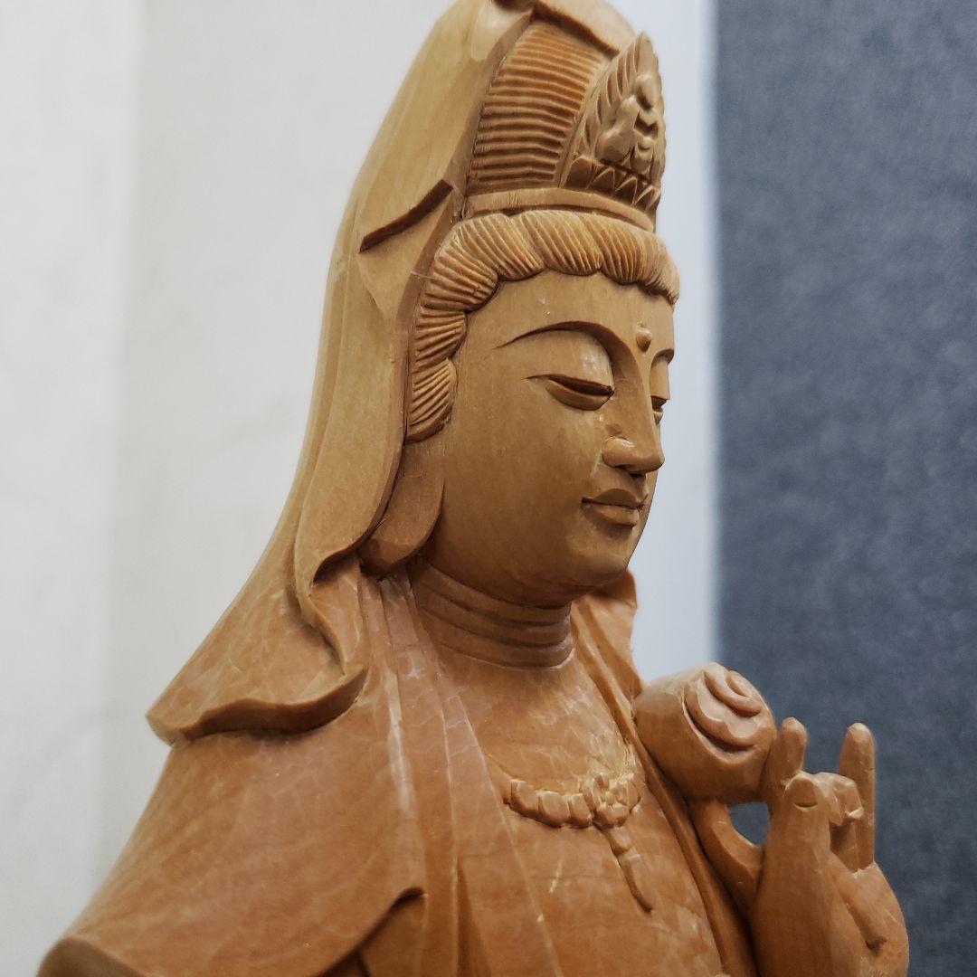 Ｂフライデー　蔵出し特価仏像★桧材 滴水観音菩薩像★高さ：約30cm