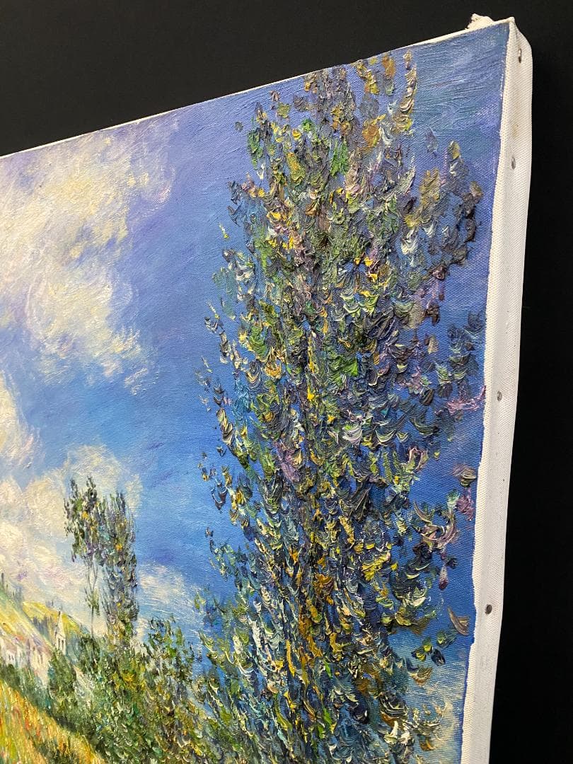 クロード・モネ『ヴィトゥイユの眺め』手描き　油絵　摸写　複製画③