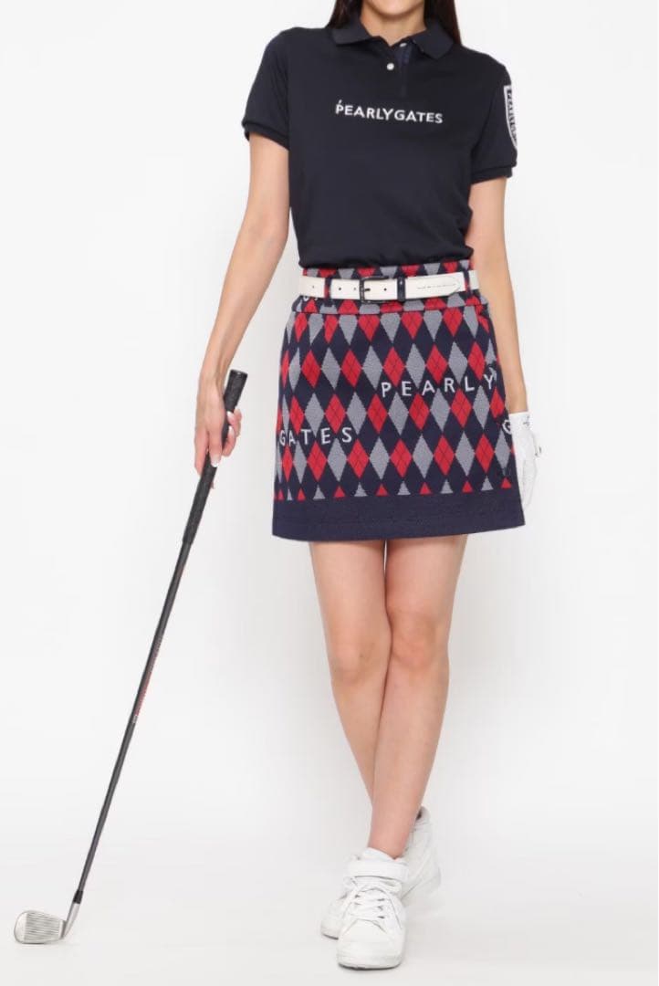 新品☺︎パーリーゲイツ アーガイル ジャガード ミニスカート 0⛳️定価28600円