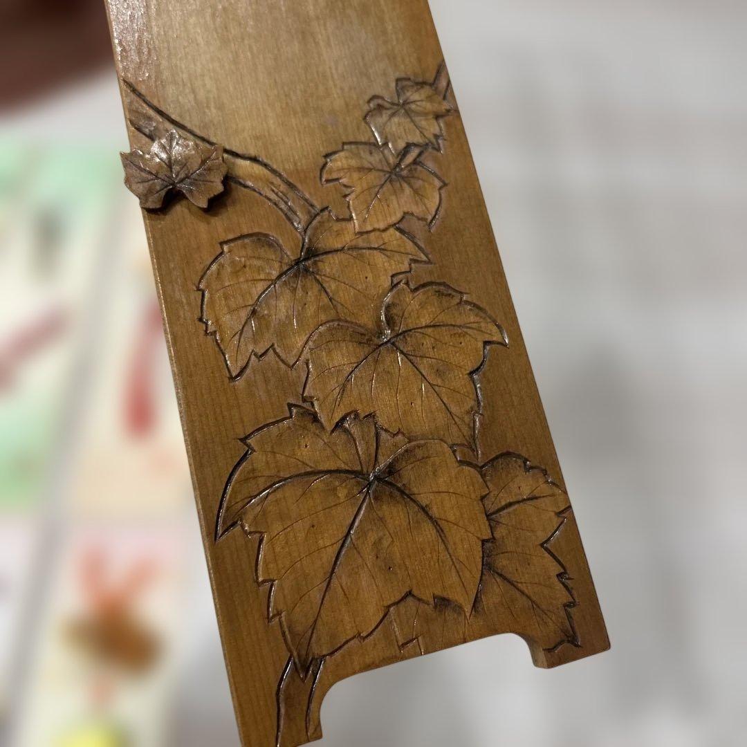 木彫と刺繍の干支短冊掛　個人作家一点物（共箱）