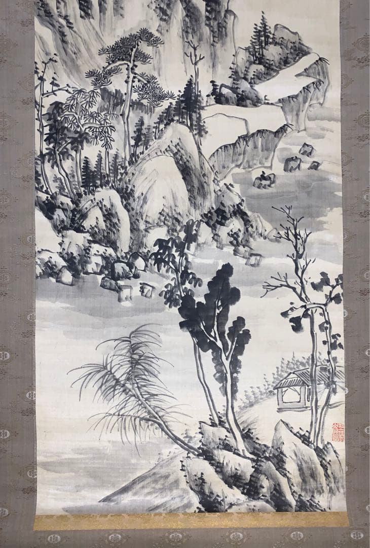 吉嗣拝山　水墨山水図