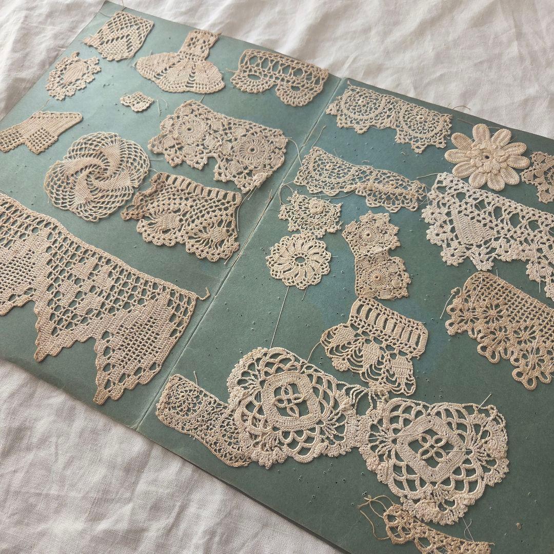 フランス　アンティーク　サンプラー　クロッシェレース