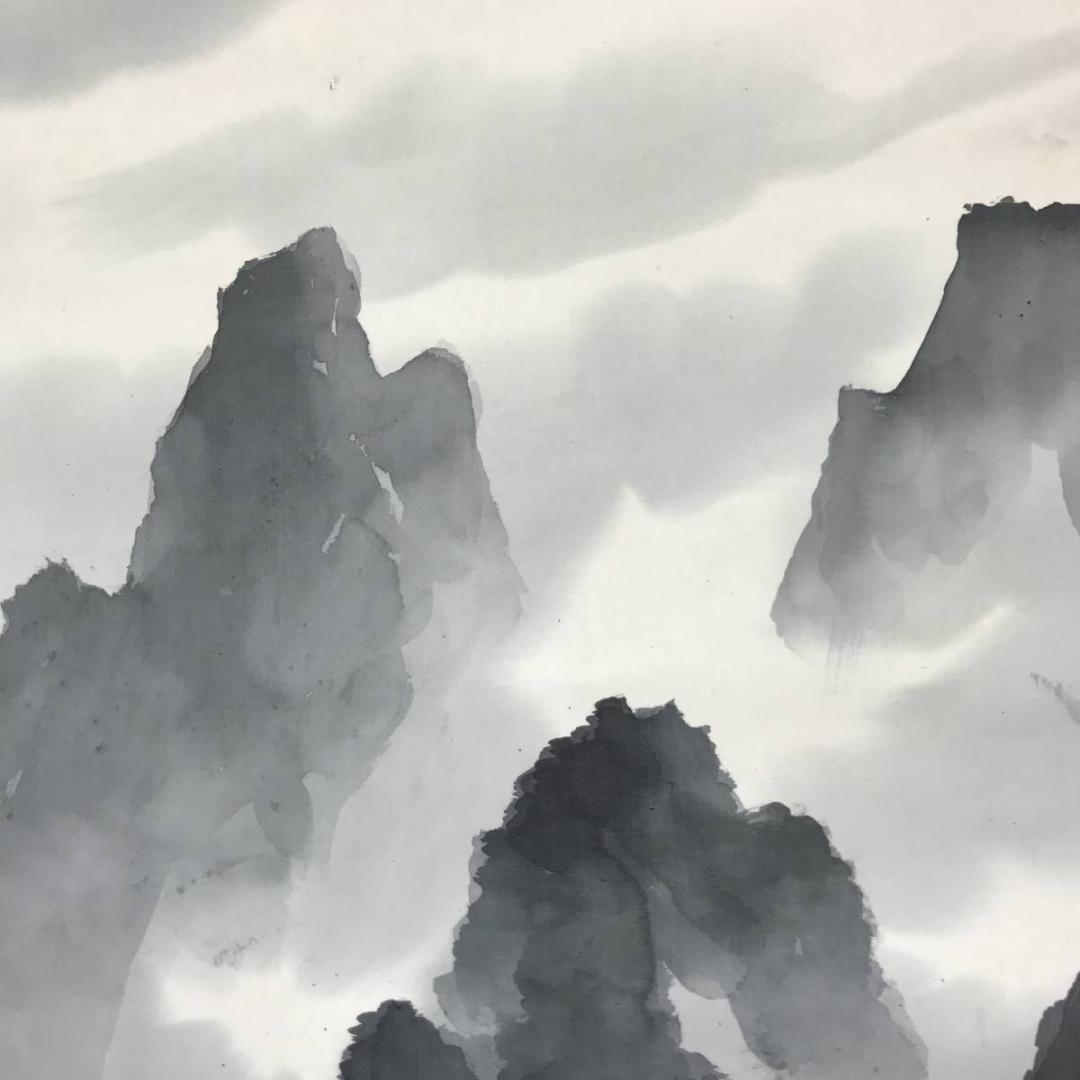 【真作】佐藤耕寛/山水図/掛軸/名家伝来/AC-459