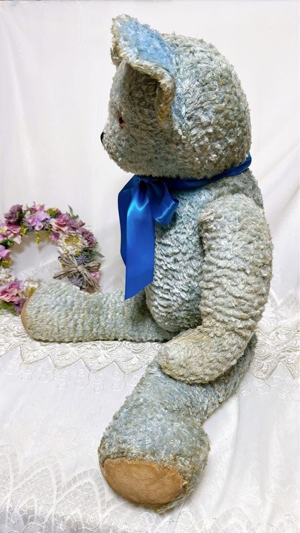 2/18 チャーリー様　✨レア✨❤️特大❤️ブルーのアンティークベア