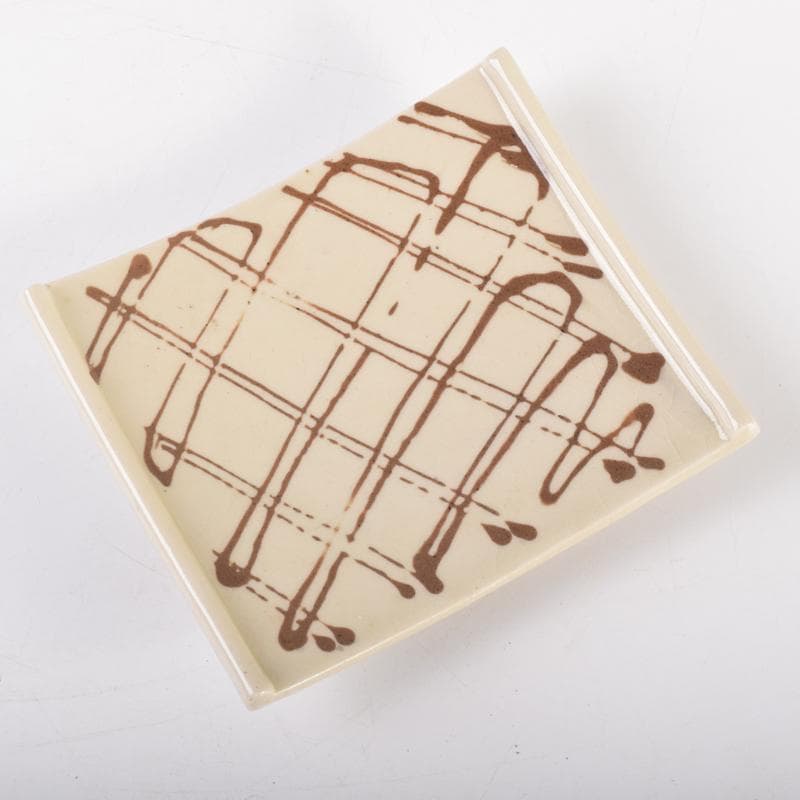 織部焼　四方皿　銘々皿　六客　在銘　共箱　C　6961