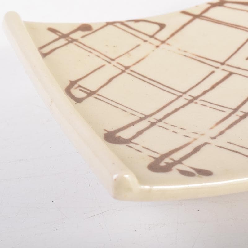 織部焼　四方皿　銘々皿　六客　在銘　共箱　C　6961