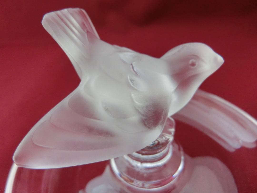 『LALIQUE』クリスタルガラス・リングトレイ雀