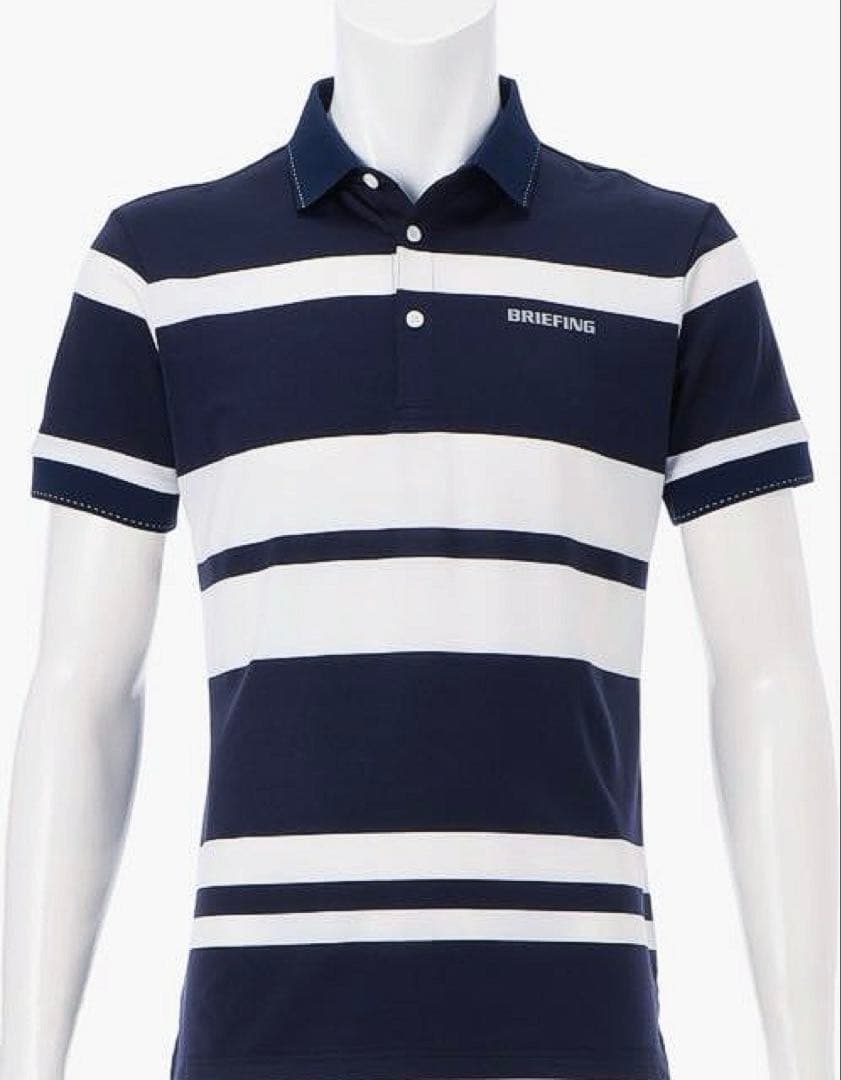 BRIEFING GOLF PANEL STRIPE POLO（NAVY／ M）