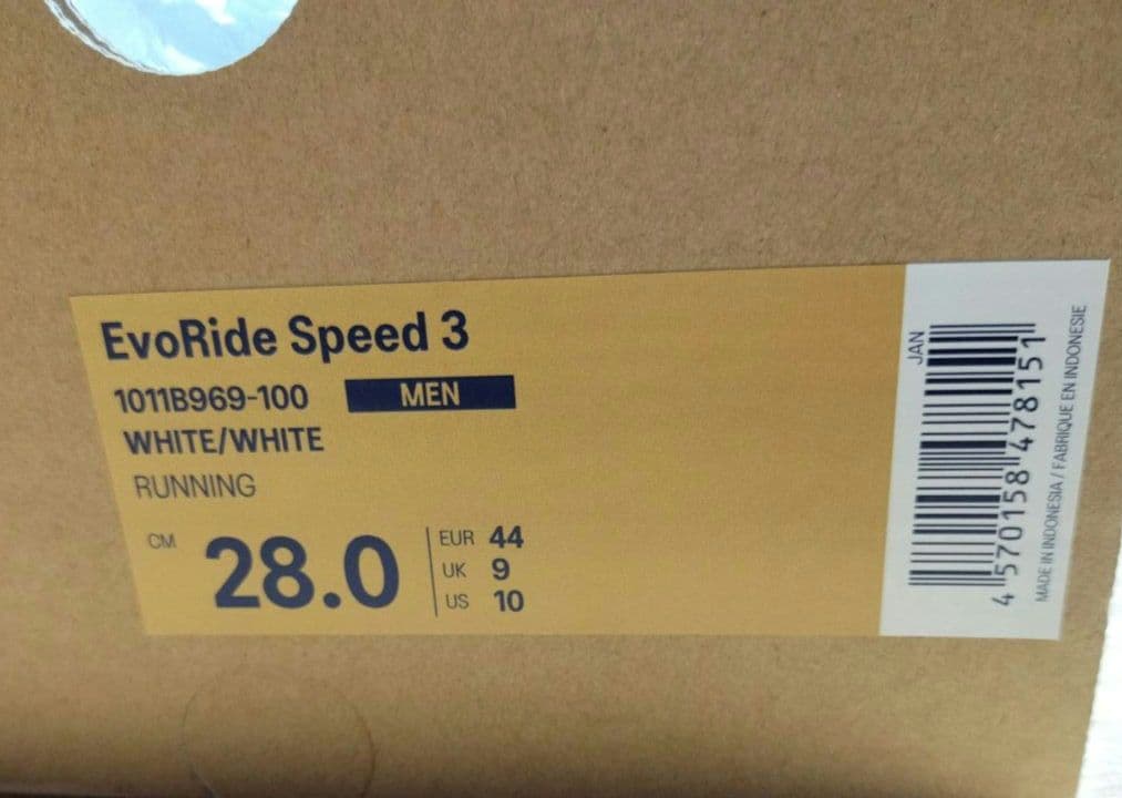 エボライドスピード3 28cm EvoRideSpeed 3 ホワイト 白 箱付