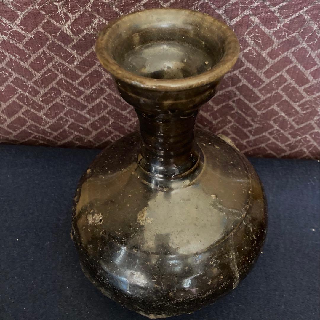 李朝期　　黒釉李朝徳利　李朝時代