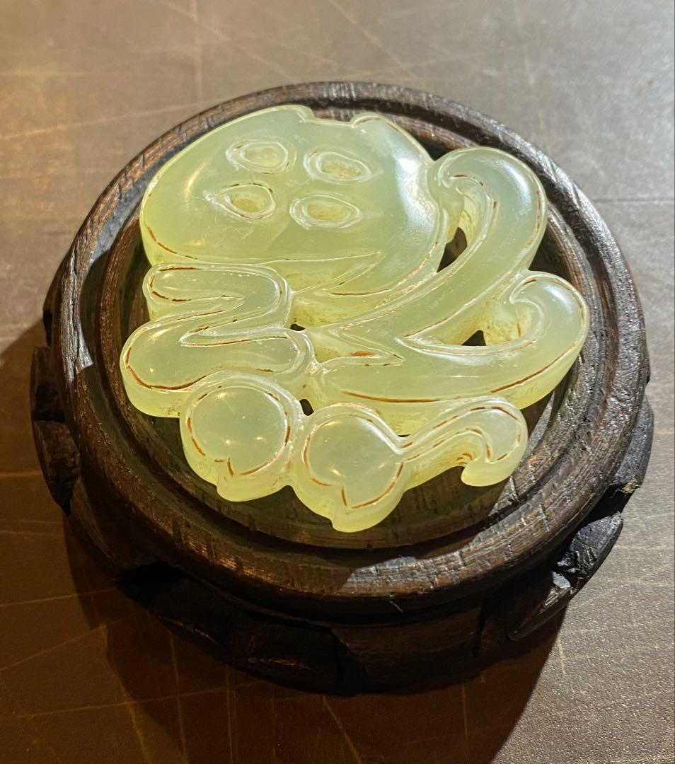 古和田玉 翡翠 鑑賞台付・ヴィンテージ　レア ・オブジェ・鼻煙壺 ・台湾茶器