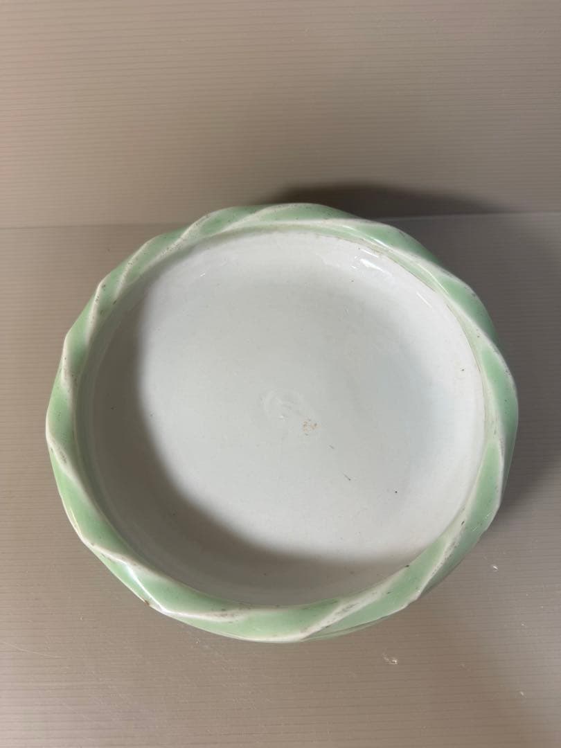 2420 古美術　青磁　三足　菓子鉢　時代物