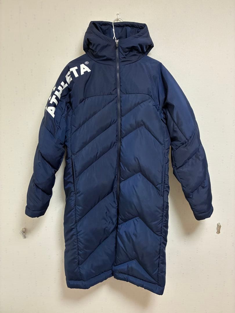 極美品アスレタ 中綿ベンチコート ネイビーサッカー ATHLETA 2023秋冬