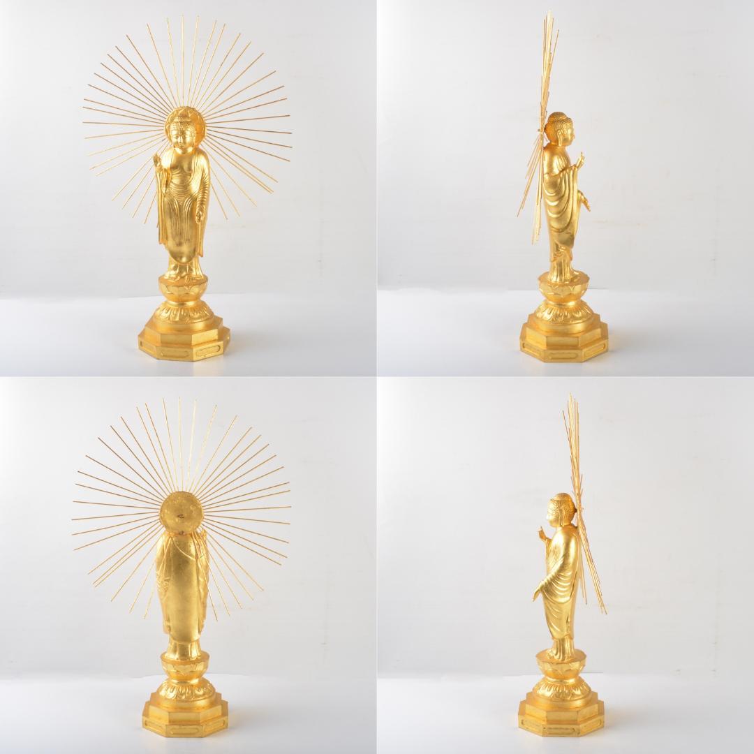 仏教美術　古銅鍍金　釈迦如来立像　仏像　V　5072A