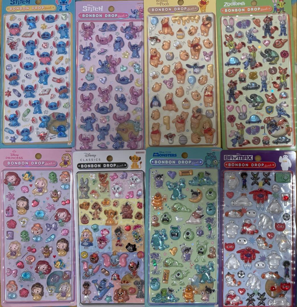 正規品　ディズニー　2弾　ボンボンドロップシール　8種