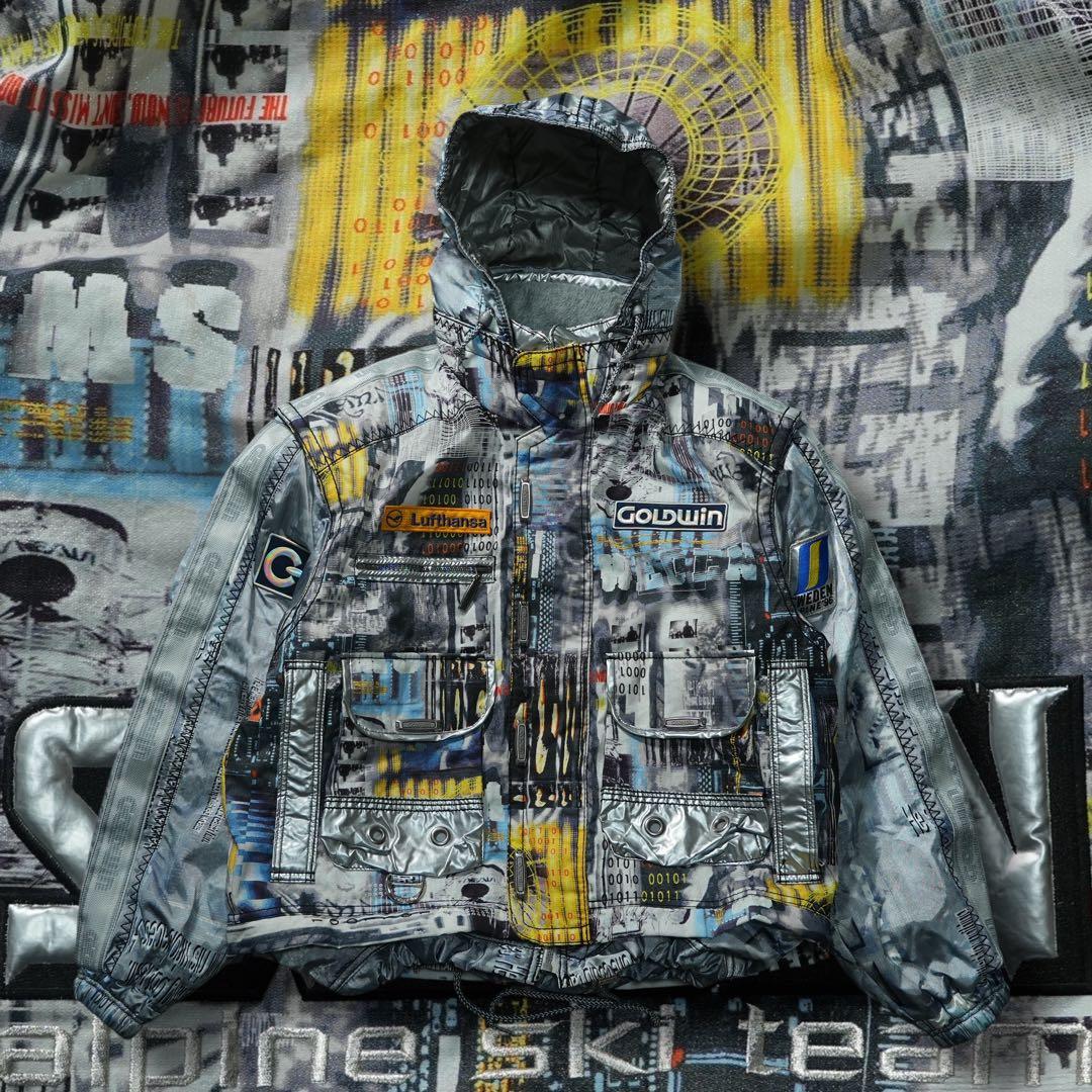 90s GOLDWIN archive 中綿ナイロンジャケット 短丈 シルバー