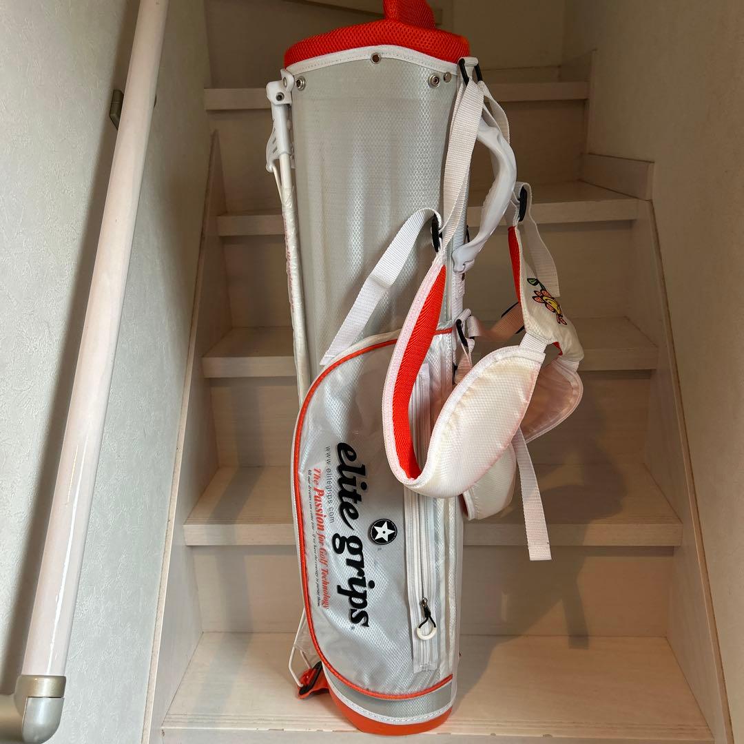 ◻︎エリートグリップ　軽量スタンド式キャディーバッグ　人気の白xオレンジ