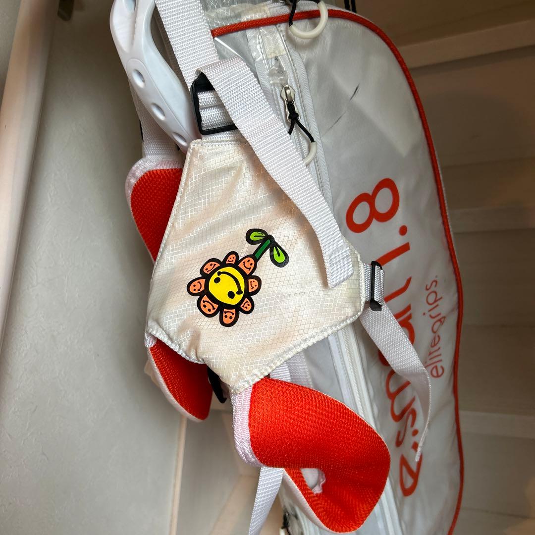 ◻︎エリートグリップ　軽量スタンド式キャディーバッグ　人気の白xオレンジ