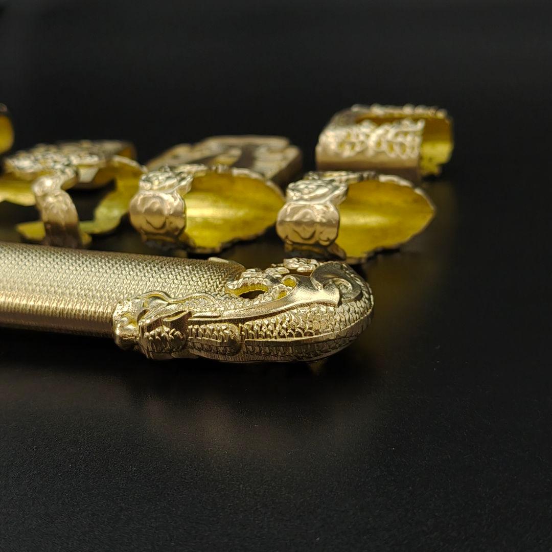 唐様大刀　水龍剣　刀鍔　目貫　縁頭　切羽　鐺　柄鞘一式金具　銅製　レア金具