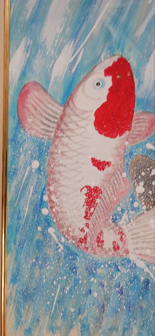 夫婦滝登鯉を田中秀光の直筆画、F6 送料無料です