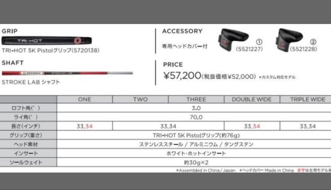 【美品】オデッセイ パター 石川遼プロ トライホット 5k Three スリー