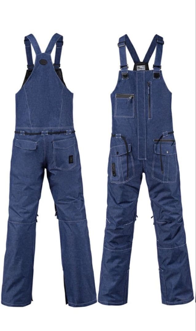 【値下げ】スノーボード スキー デニム調 オーバーオール ビブパンツ Mサイズ