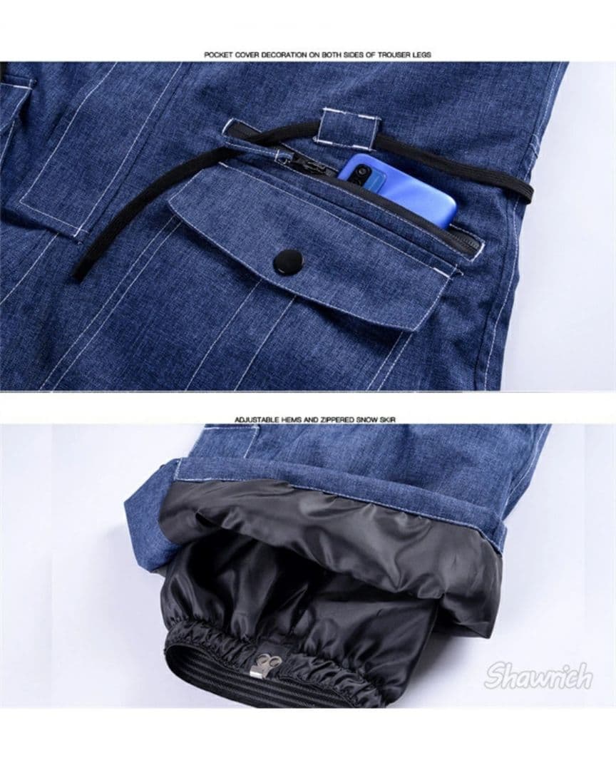 【値下げ】スノーボード スキー デニム調 オーバーオール ビブパンツ Mサイズ