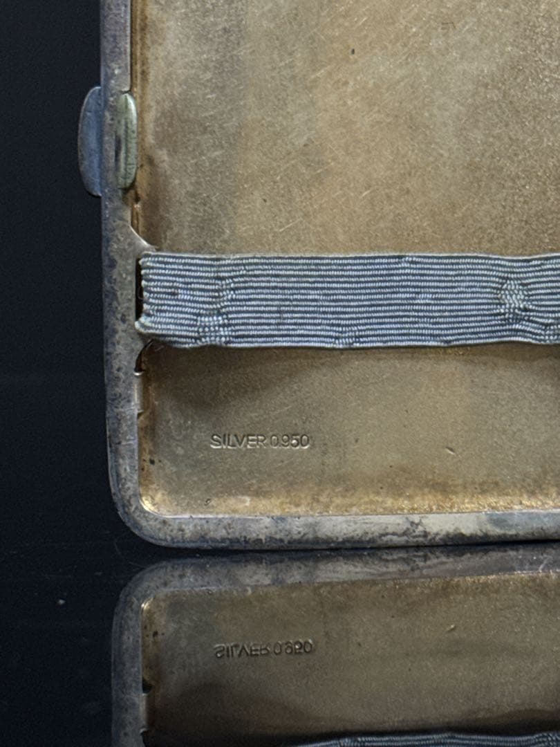 銀無垢 SILVER 950 刻印 銀製 煙草ケース アールデコ 約67.6g