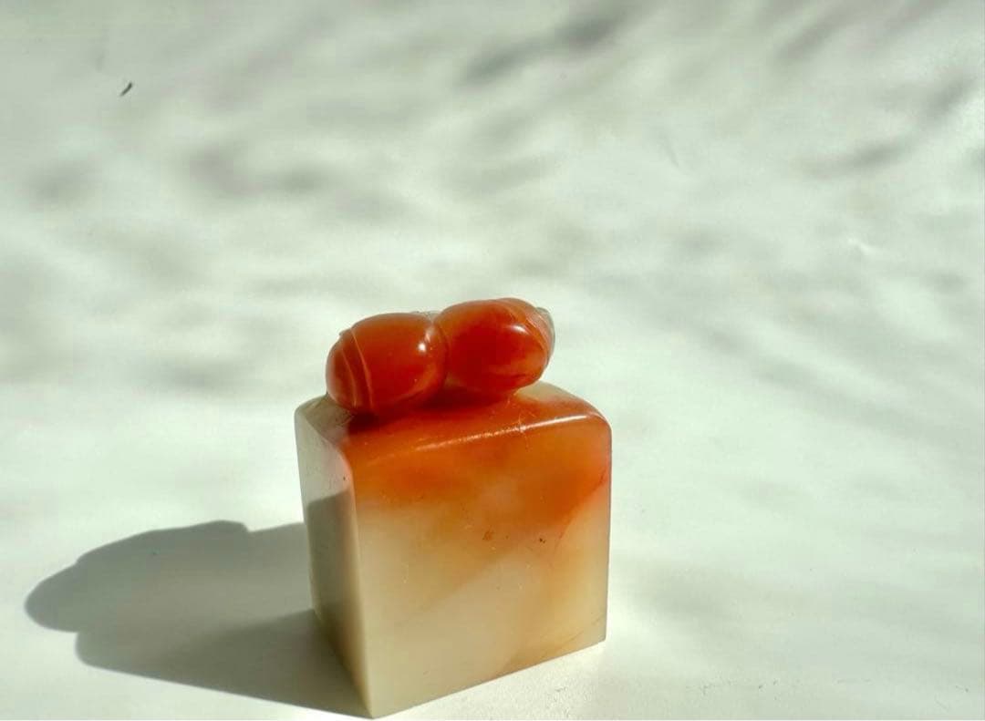 【桃】 もも　美品　高級印材　篆刻　印石　ラオス　印石　水凍