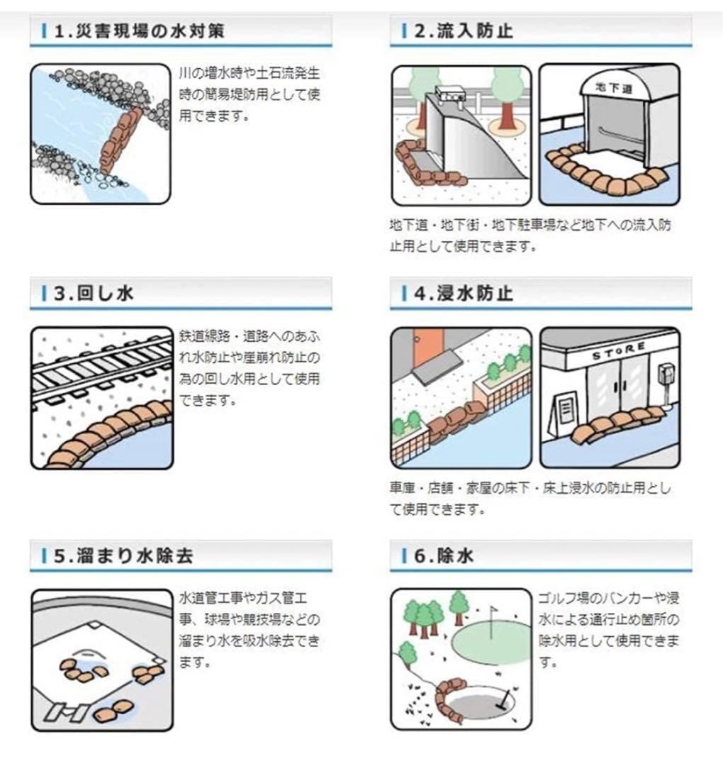 【防災用品】吸水性土のう 水だけでふくらむ土を使わない台風、大雨、浸水20pcs
