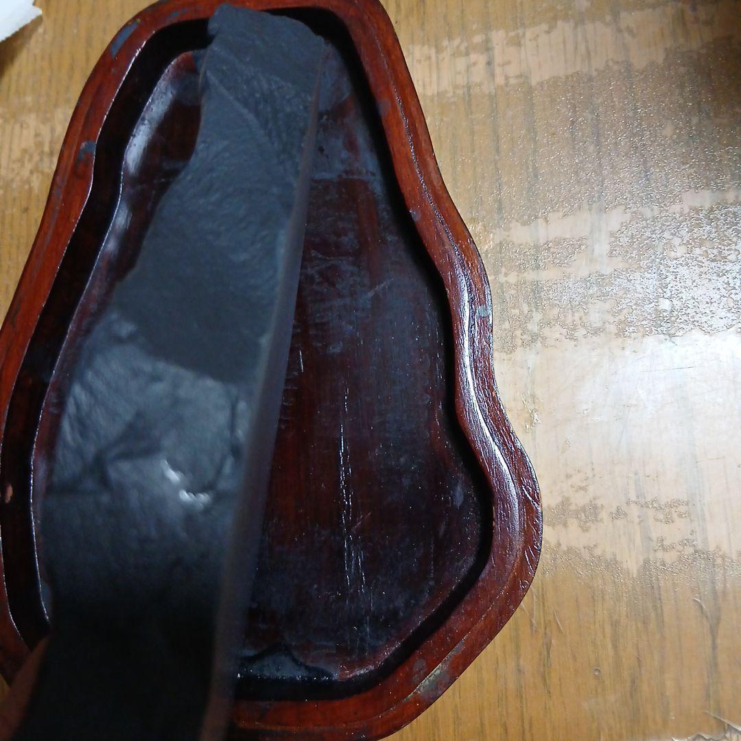 端渓硯？木製 彫刻入り 硯