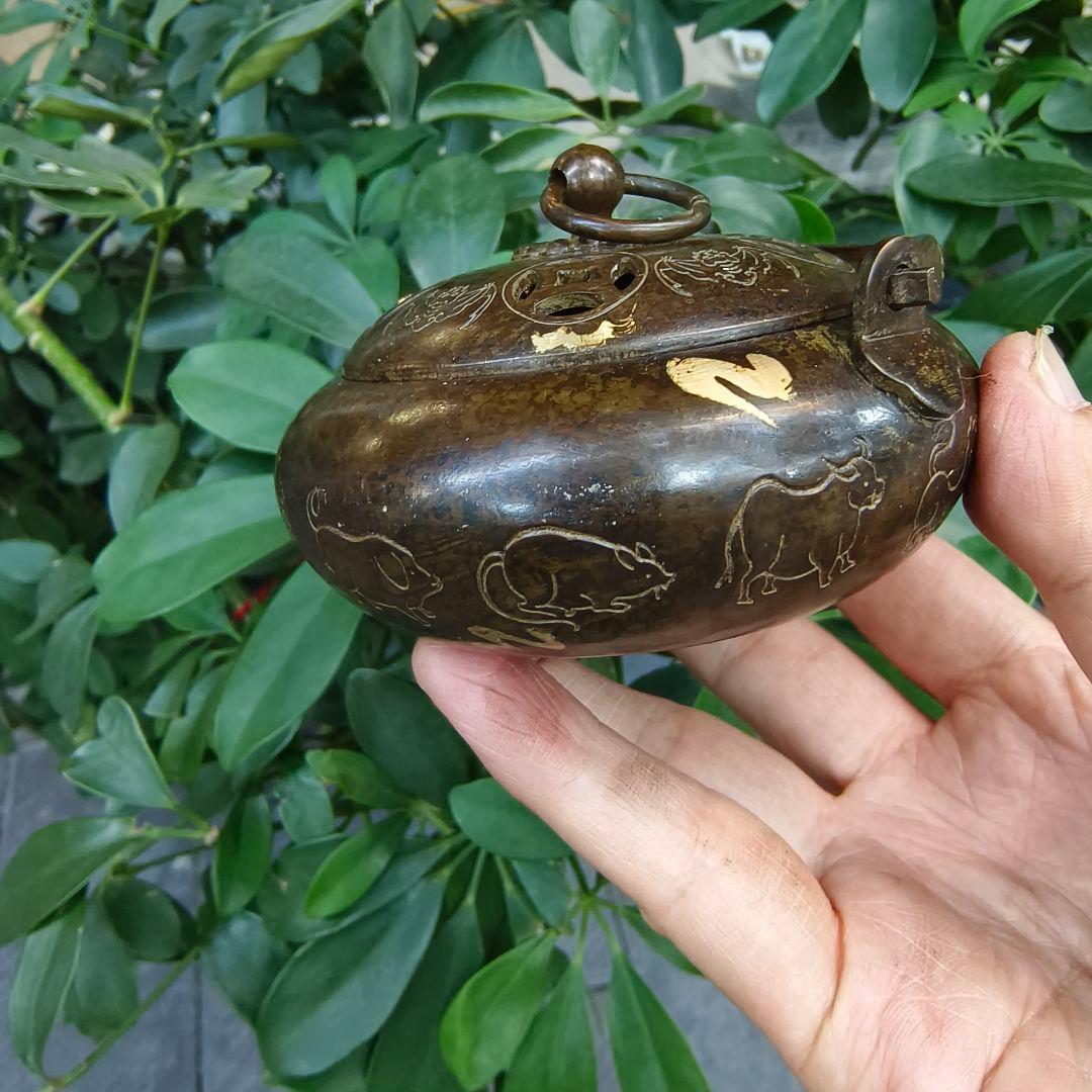 銅器 浄化空気香炉 暖手炉 禅意 香道 茶道 盤香炉 工芸品 置物