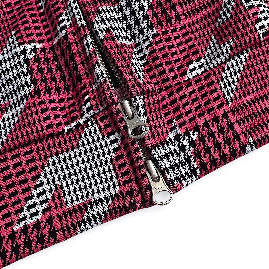 146 パーリーゲイツ 長袖パーカー スエット フード ピンク チェック 0 S