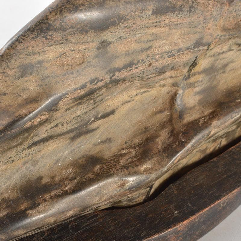 天然石　鑑賞石　置物　重さ約2.71㎏　唐木台付　V　R6595