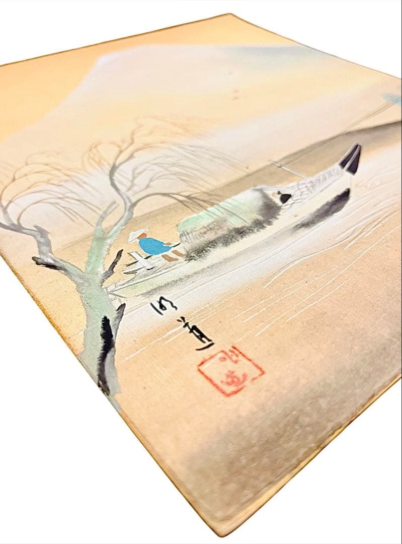 北村明道　肉筆！　絹絵　富士